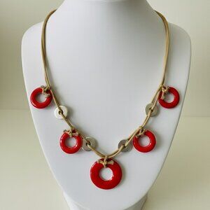Red Metal Washer Necklace